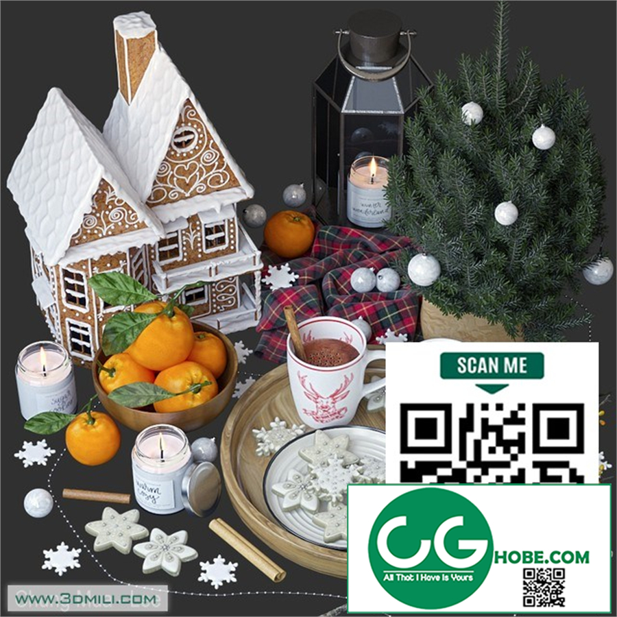 Decorative set with gingerbread house